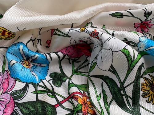 Premium Floral Scarf for Women 35x35 Square Silk Feel-Lightweight Scarves Headscarf Bandanas Wrapping Handbag - color: Tropical Floral Apricot