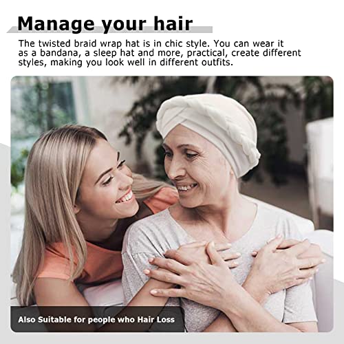 African Women Turban Caps Beanie Pre-Tied Twisted Braids Headwraps for Women Head Scarf Chemo Cancer Headwear Cap - color: 3 Pack Twisted Braid: White, Red, Black
