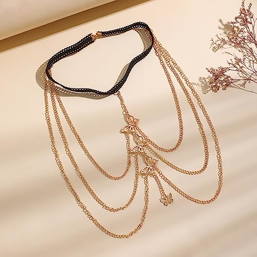 Snake Leg Chain for Women, Sexy Serpent Charm Thigh Garter, Summer Bikini Skirt Beach Party - style: C butterfly gold