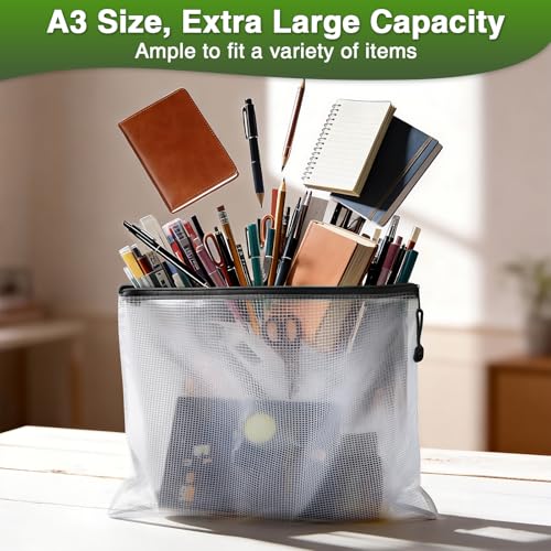 Umriox Mesh Zipper Pouch, 16.9x12.4 in (Black, 36 Packs), Zipper Bags, Board Game Storage Bags, Clear Zipper Pouches for Puzzles, Games, Cross Stitch Projects and Classroom Supplies - style: Black 36pcs, A3