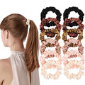 Satin Silk Hair Ties Small Mini Scrunchy for Women Cute Ponytail Holders Mini Bulk Scrunchies Elastic Hair Bands for Thick Curly Hair Pony Tails Hair Ties (12 Pcs) - color: Pink-brown