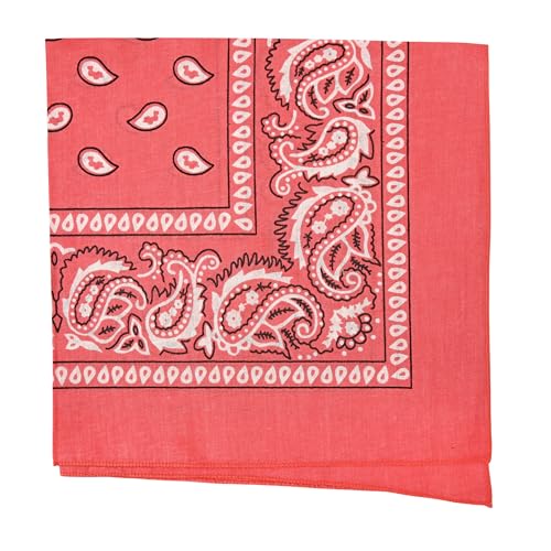 Motique Accessories 22 Inch Cotton Paisley Bandana - color: Coral