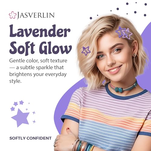 JASVERLIN 36 Pcs Star Hair Clips, Y2k Cute Snap Barrettes for Women Thin Thick Hair, Colorful Kawaii Girls Rave Accessories Glitter Non Slip Metal Hairclips Assorted Sizes (Purple) - color: Purple