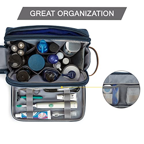 BAGSMART Toiletry Bag for Men, Canvas Travel Toiletry Organizer Dopp Kit Water-resistant Shaving Bag for Toiletries Accessories,Navy Blue-Large - color: Navy Blue, size: Large