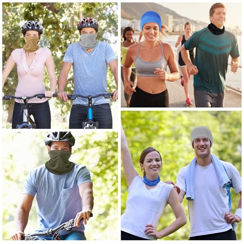 Geyoga 6 Pieces Summer UV Protection Cooling Neck Gaiter Face Clothing Neck Gaiter Mask Scarf Sunscreen Breathable Bandana - color: Coyote Color