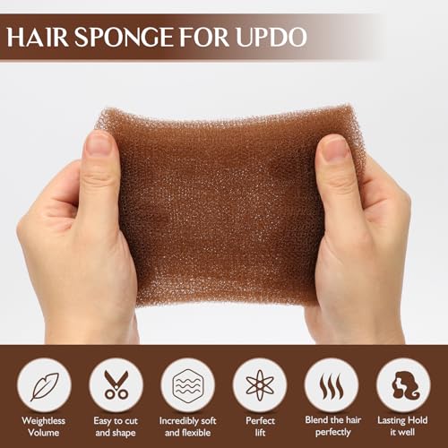YGQQOY Updo Hair Filler, Padding, Sponge, Donuts, Volume Bumps It Tool and Hairpins, Light Brown - color: Light Brown
