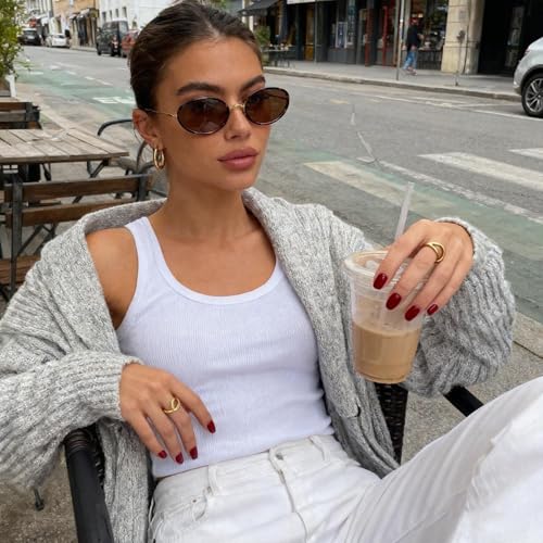 boten Retro Oval Sunglasses for Women 90s Small Gold Frame Sun Glasses Lightweight Cute Chic Sunnies - color: Tortoise Frame-brown Lens