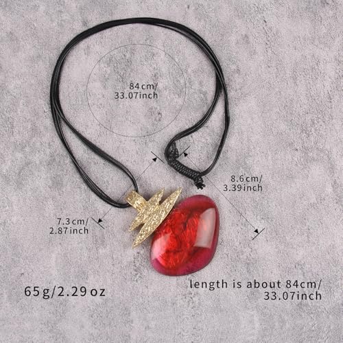 Leather Necklace for Women Large Pendant Hippie Choker Necklace Vintage Sweater Necklace Chunky Boho Necklaces for Women - style: Leather Bohemian Necklaces