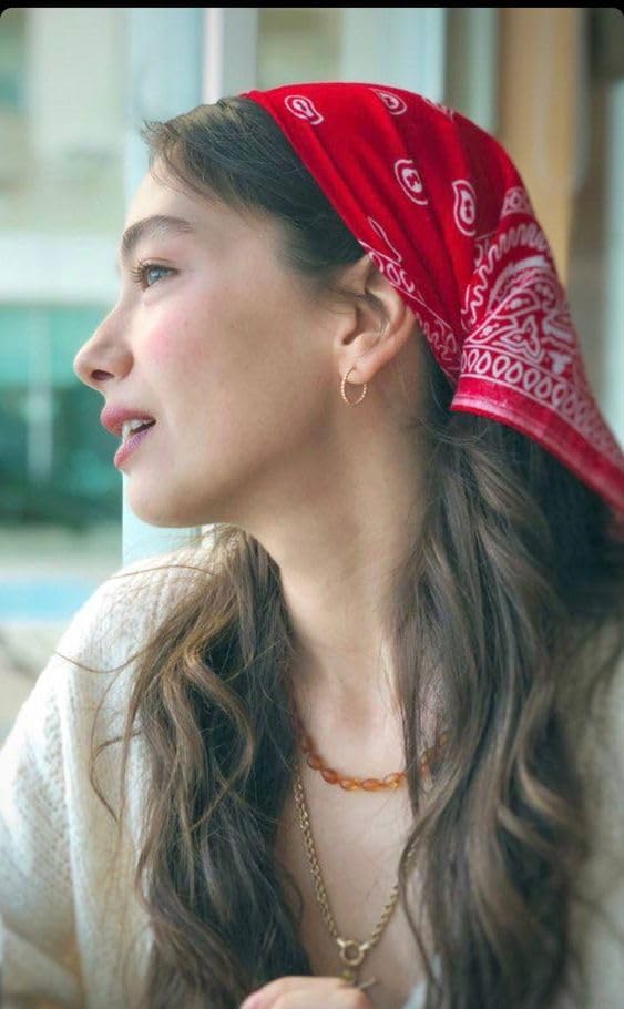 WOVOWOVO 8 Pcs Hair Scarf Headband for Women Girls Non Slip Elastic Boho Triangle Head Scarf Bandana - color: Cozy Boho Paisley