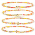 Boho 4Pcs Stack Colorful Small Seed Beaded Bracelets Set for Women, Cute Handmade Dainty Trendy Gold Plated Stretch Accessories Thin Glass Jewelry, Summer Daily Party Friendship Gift - color: Yellow
