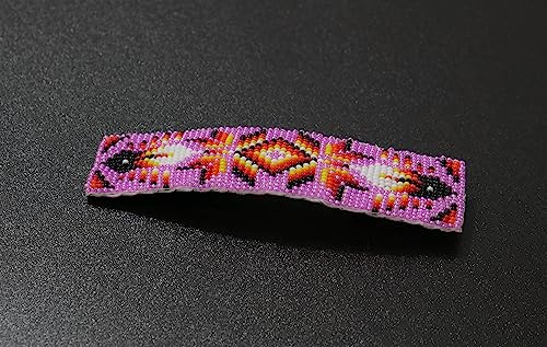 Beaded Hair Clips Native American Style Handmade Collection (Pink) - color: Pink