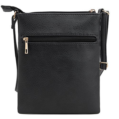 DELUXITY Crossbody Purse Bag Shoulder Bag Multi Pocket Zipper Purse - color: Black