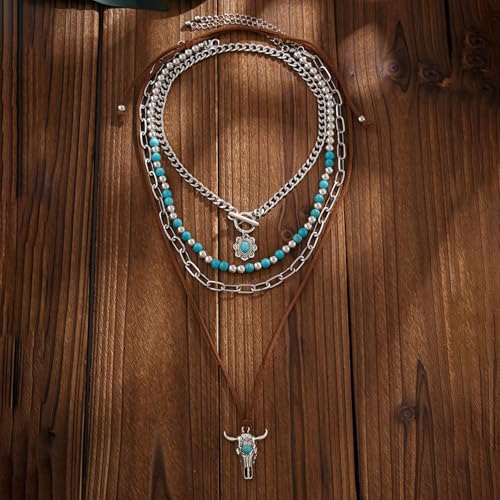 Boho Outfits for Women Boho Necklaces Country Concert Outfits Nashville Western Jewelry Choker Necklaces Long Leather Necklace Western Dress Jewelry Country Cowgirl Accessories Gifts - color: L1