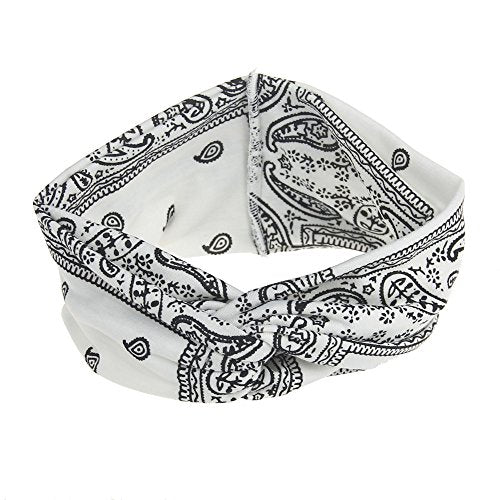Assorted Paisley Print Wide Bandana Knot Headbands Criss Cross Head Wrap Hair Band (4 Colors Pack A) - color: 4 Colors Pack A