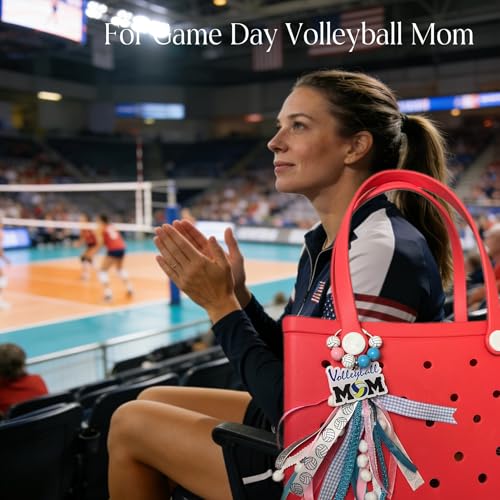 Baseball Softball Soccer Football Volleyball Sports Mom Charms for Bogg Bag Accessories Tassel Backpack Gifts - style: Volleyball Mom