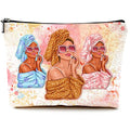 Cute Makeup Bag for Purse Canvas Waterproof Funny Cosmetic Bags for Women Zipper Travel Toiletry Pouch-Fashion Clipart African American Makeup Bags - color: Fashion Clipart African American Makeup Bags