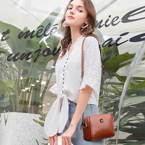 Genuine Leather Small Crossbody Bags for Women | Lightweight Shoulder Purse, Designer Handbag with Adjustable Strap, Casual Travel Everyday Bag - color: H-brown