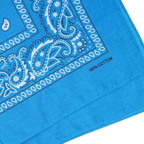 Raylarnia Bandana Multi-Purpose 100% Cotton Headbands for Women, 22 inch Paisley Cowboy Bandanas for Men - color: Blue