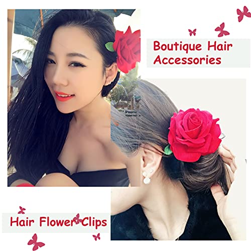 Hair Flower Clips Brooch Boutique Hair Accessories Bohemia Hairpins for Women Girls (ST Red) - color: ST Red