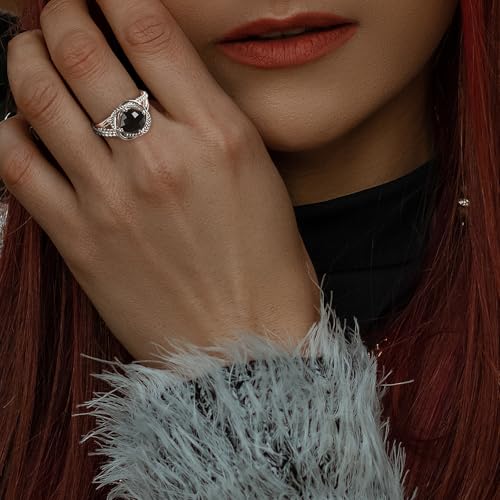 Designer Cubic Zirconia Statement Ring Antique Twisted Cable Wire Rings for Women Fashion Jewelry Gift - color: Black