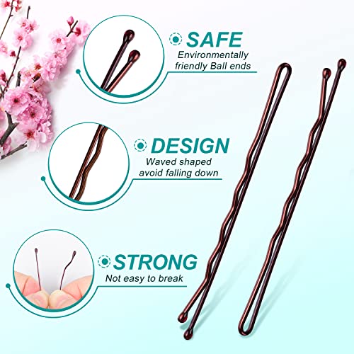 Large Bobby Pins Brown,MORGLES 2.75" Jumbo Hair Pins Brown Long bobby Pins for Thick Hair for Women Girls with Box-120 count - color: Brown