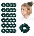 24Pack Satin Scrunchies For Women Silky Scrunchy Silk Hair Ties Ponytail Holder Hairs Bow Ropes Elastics Hairtie Accessories - color: Evergreen