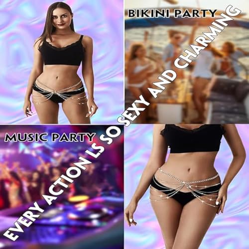 Silver Multi-layer Thigh Chain Belly Body Chain for Women, Sexy O-ring Waist Thigh Jewelry with Sparkling Rhinestone Accents, Adjustable Multi-chain Thigh Leg Harness Belt, Boho Summer Beach Bikini Body Jewelry, Stylish Party Rave Dance Accessory for Girl