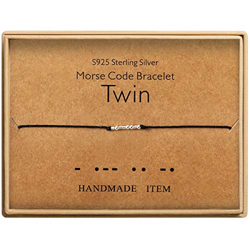 KGBNCIE Inspirational Gifts for Women, Morse Code Funny Gifts Bracelets for Women, S925 Sterling Silver Morse Code Bracelets Friend Gifts - style: 14 Twins
