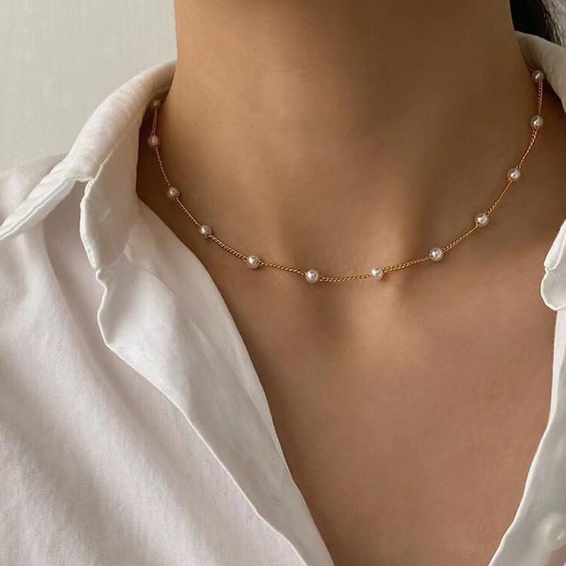 Silver Gold Back Necklace Back Jewelry for Backless Dress Pearl Backdrop Necklace Long Body Chain for Backless Dress Sexy Dainty Elegant Body Chain Jewelry Women Prom Party Anniversary - style: A1- All pearl - gold