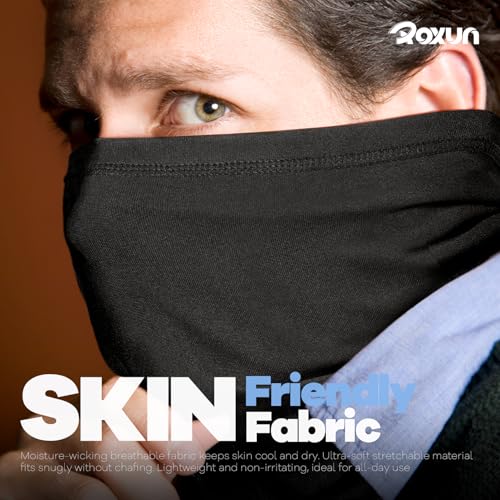 ROXUN 4 Pack Neck Gaiter, Cooling Breathable Face Mask UV Protection Scarf Hiking Bandana for Men/Women - color: Black+gray+white+navy