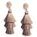 Me&Hz Colorful Layered Tassel Earrings Bohemian Statement Tiered Tassel Big Dangle Drop Earrings for Women Druzy Studs Valentine’s Day Gift - color: Khaki