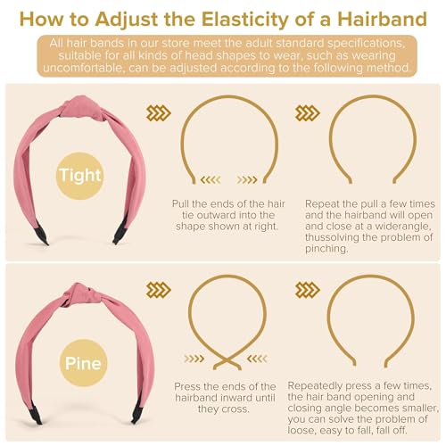 DiyJibb Headbands for Women Girls - 6PCS Stylish Top Knotted Headbands - Knotted Headband for Women - Head Bands Wide Hairband Hair Accessories - color: black，dark green，green，light pink，pink，apricot