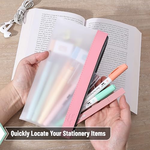Mr. Pen- Clear Pencil Pouch, 8.50"x4.25", 3 Pack, Durable TPU Material | Medium Water-Resistant Pencil Bags with Smooth Zipper, Multipurpose Clear Pouch for Stationery, School, Office - color: Pastel, size: 3 Pack, Medium