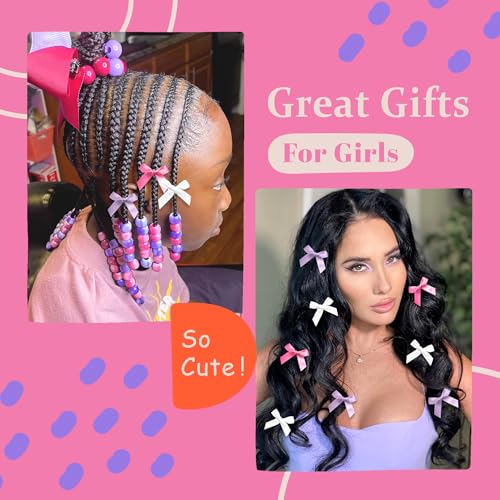 Purple Hair Bows Acrylic Hair Beads for Kids Girls Large Loc Jewelry Cute Hair Clips Braids Hair Accessories - color: Purple