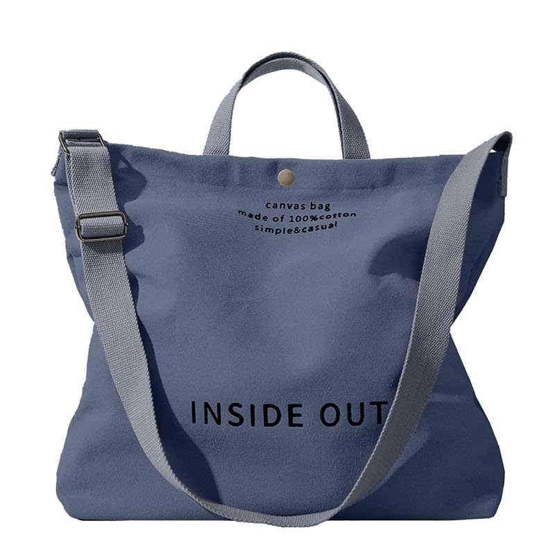 Canvas Tote Bag For Women inside out bag Crossbody Handbag with Adjustable Strap and Coin Purse for Work,Travel,Grocery - color: Dark Grey