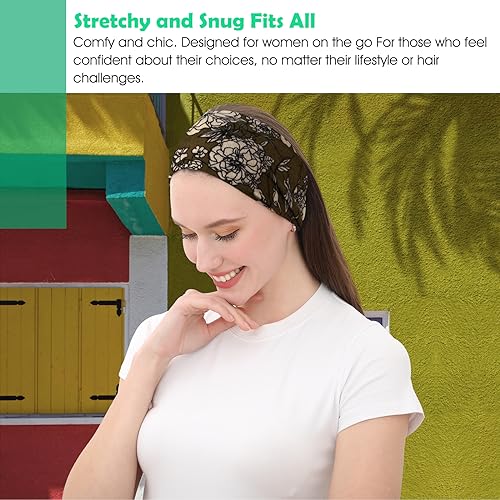 RITOPER Workout Wide Headbands for Women Non Slip, Super Soft Yoga Running Exercise Head Bands, Elastic Sweat Band Hair Bands for Women's Hair, Womens Solid Headband Hair Wrap - color: boho-black2