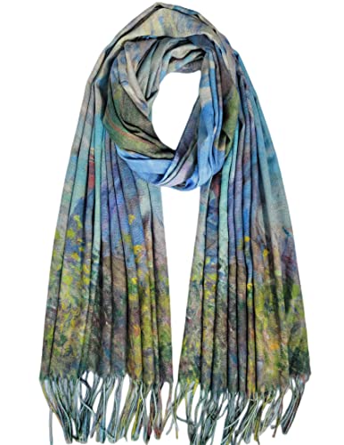 VENVSBEE Reversible Scarf Soft Large Shawl Wrap Blanket Double Sided Art Print Warm Pashmina Stoles Klimt Van Gogh Gifts - color: Art 11