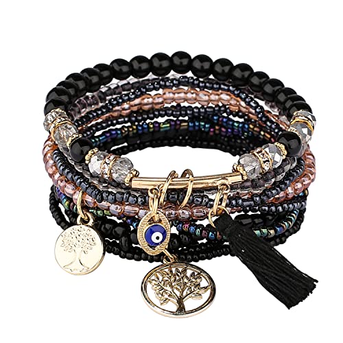 6 sets Bohemian Multilayer tassels bracelet Handmade Wrap Bracelets Bangle Jewelry Bracelets for Women - color: 6PCS-B