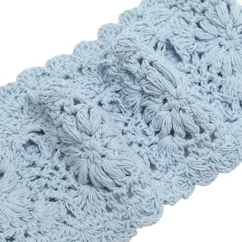 ZLYC Women Headband Handmade Crochet Knit Boho Flower Hair Bands (Crochet Blue) - color: Crochet Blue