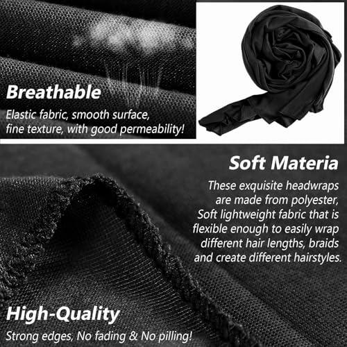 Head Wraps for Black Women African Head Wrap Lightweight for Women Long Plain Turban Hair Scarf Scarves - color: 1 Pc-black