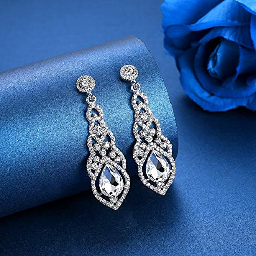 Women's Alloy Teardrop Crystal Chandelier Dangle Earrings - color: A-clear