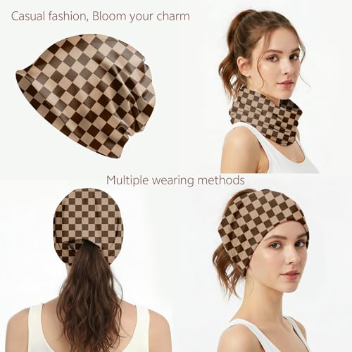 Chemo Caps Slouchy Beanie Hat Stretch Cancer Head Wraps Turban Sleep Headwear Scarf for Women Girls Men - color: I-15-brown
