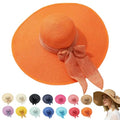 Women’s Straw Sun Hat Wide Brim Packable - Boho Beach Hat for Summer Vacation, Poolside Relaxation and Tropical Travel - color: Orange