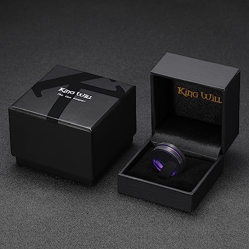 King Will Mens Tungsten Rings for Men Two Tone Grooved Mens Wedding Band Cool - color: Purple 8mm