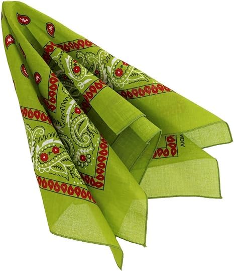 Motique Accessories Two Tone Paisley Bandana - Set of 3 - color: Green