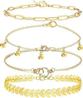 Alegend Titanium Steel (Not Rust, Resist Corruption, Easily Clean) 18K Gold Plated Single Bracelets + 14K Gold Plated Stackable Multilayer Bracelets - style: 14KGold + 4PCS C