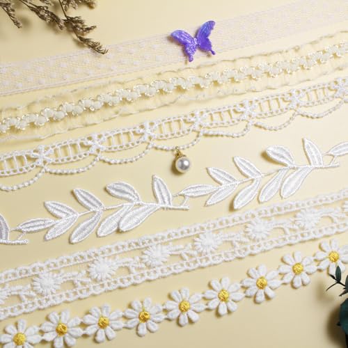 Nova&Aria Chokers Set For Women Heart Choker Necklaces Flower Pendant Velvet Cute Pink Turquoise Blue White Black Choker Necklace Christmas Colorful Lace Chokers - color: White-A