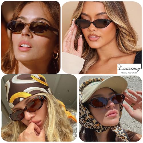 90s Sunglasses for Women Men Retro Small Oval Sunglasses - color: Black/Grey+leopard/Brown 1