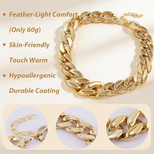 Long tiantian Chunky Gold Necklace Stack Chain Necklaces for Women Statement Layered Paperclip Choker Necklaces Statement Necklace for 80s 90s & Night Out Outfits Paperclip Style Fashion Jewelry - color: A9:890-Gold