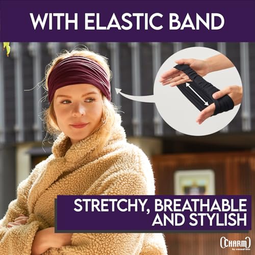 CHARM Headband for Men, Japanese Style Bandana Head Bands for Women and Men, Stretch Hair Band for Sports & Daily Wear by Casualbox - color: Khaki, size: Medium